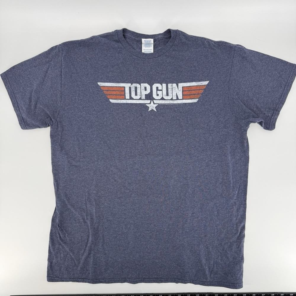 Top Gun Movie Classic Logo Heather Blue Vintage Mens T-Shirt L Navy Fighter Jet
